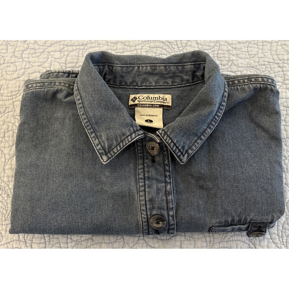 Columbia Women's Large Denim Shirt Jacket Shacket Chore Artsy - Picture 8 of 8
